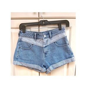 PacSun Mom Shorts Two Tone‎ Denim Cuffed Distressed Size 25
